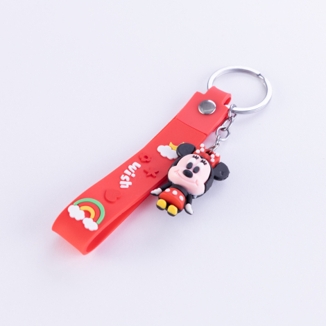 3 boyutlu mini silikon anahtarlık, mickey mouse, kırmızı - Bimotif