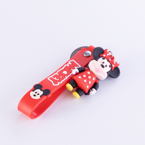 3 boyutlu silikon anahtarlık, girl mickey mouse, kırmızı puantiyeli - Bimotif