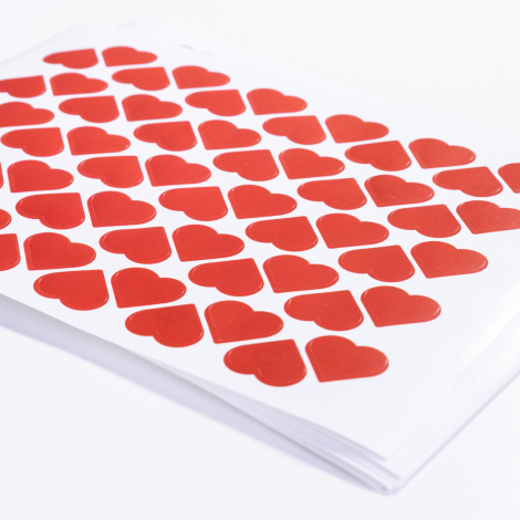 Dikey şerit kalpli sticker seti, 60 adet - Bimotif
