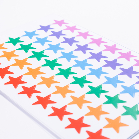 Karışık renkli yıldız sticker seti, 54 adet - Bimotif