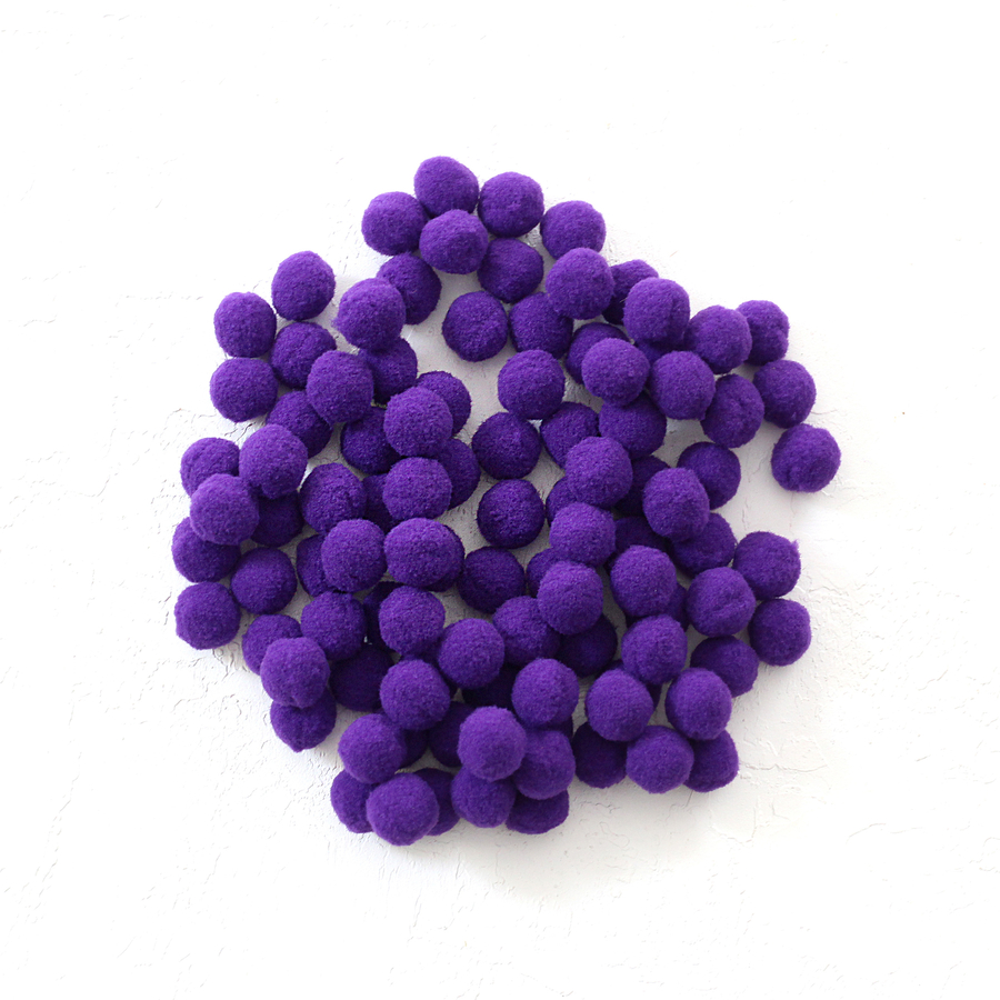 Peluş ponpon, 1.5 cm / 100 adet / Mor - 1