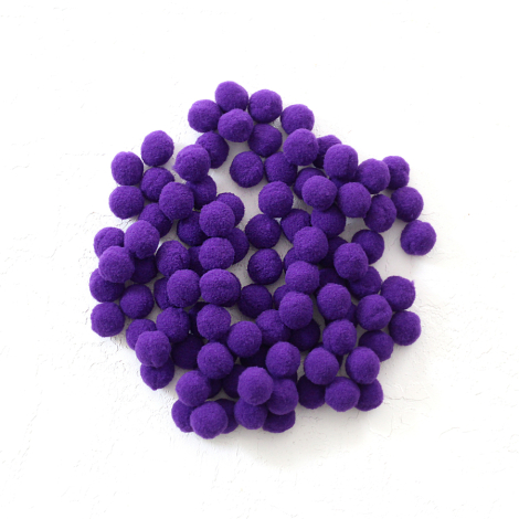 Peluş ponpon, 1.5 cm / 200 adet / Mor - Bimotif