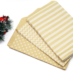 Line patterned 25 paper bags, kraft-white, 11x20 cm - 3