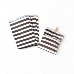 50 paper bags with line pattern, white-black, 11x20 cm - 2