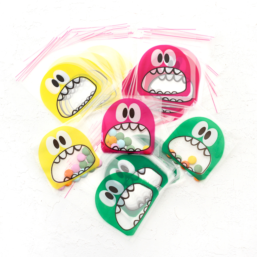 Transparent bag with mixed monster print tape, 10x15 cm / 1000 pcs - 2