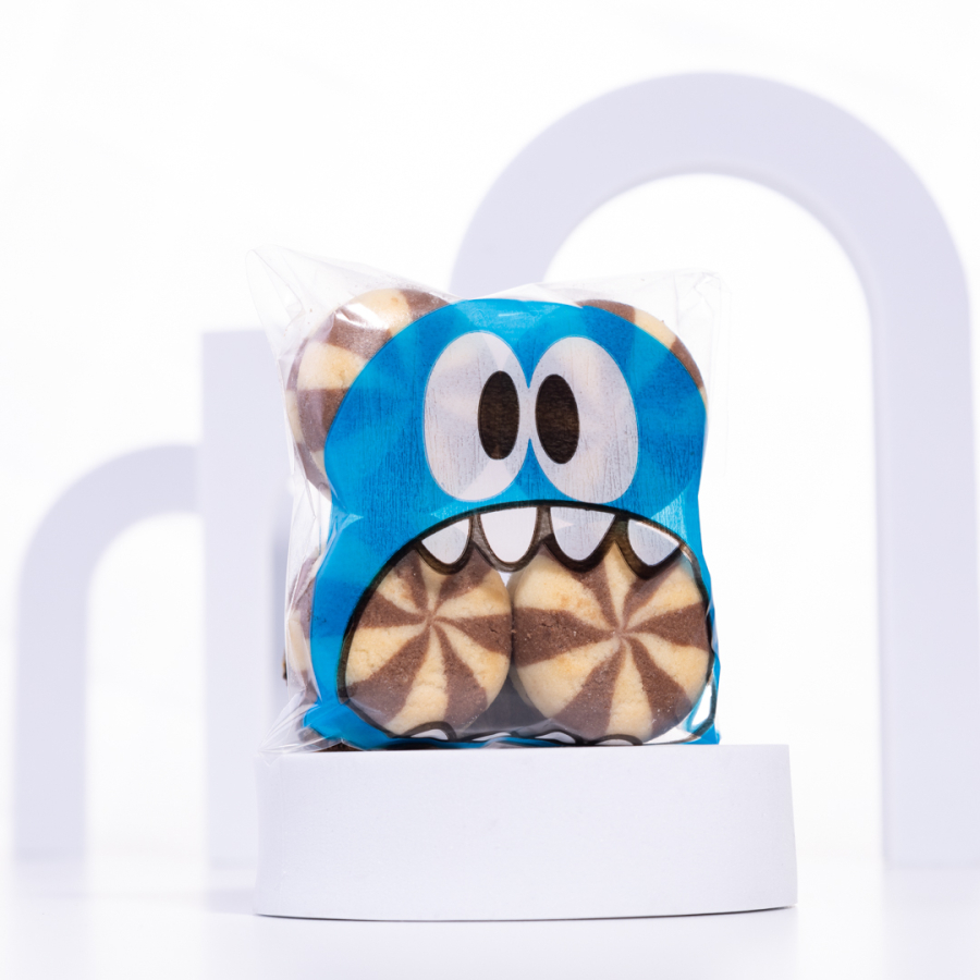 Transparent bag with blue monster print tape, 10x15 cm / 1000 pcs - 1