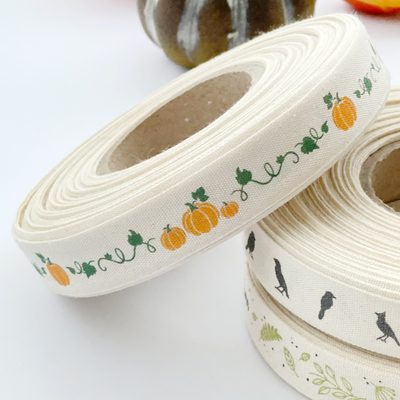 Cotton ribbon, pumpkins, 1.5 cm / 50 meters - 2