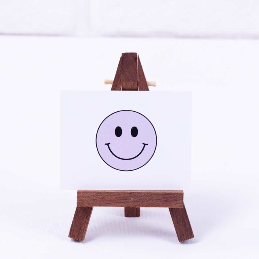 Smiley face themed note card, purple, 6.5 x 8.5 cm, 10 pieces - 1