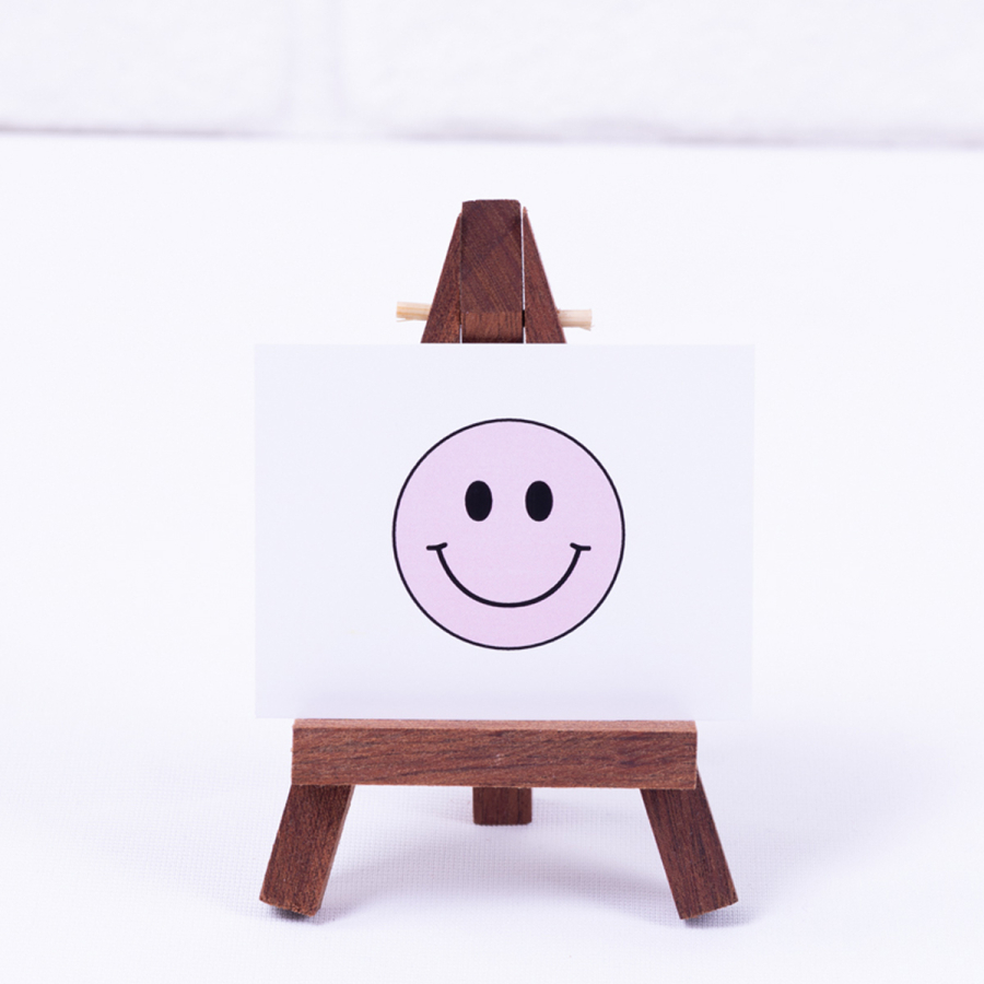 Smiley face themed note card, lilac 6.5 x 8.5 cm, 3 pieces - 1