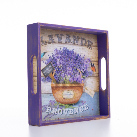 Decorative ornamental tray, 20x4x20 cm, Earthenware and Lavender - Bimotif