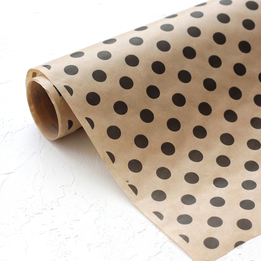 Kraft black polka dot wrapping paper, 70x100 cm, 20 pieces - 1