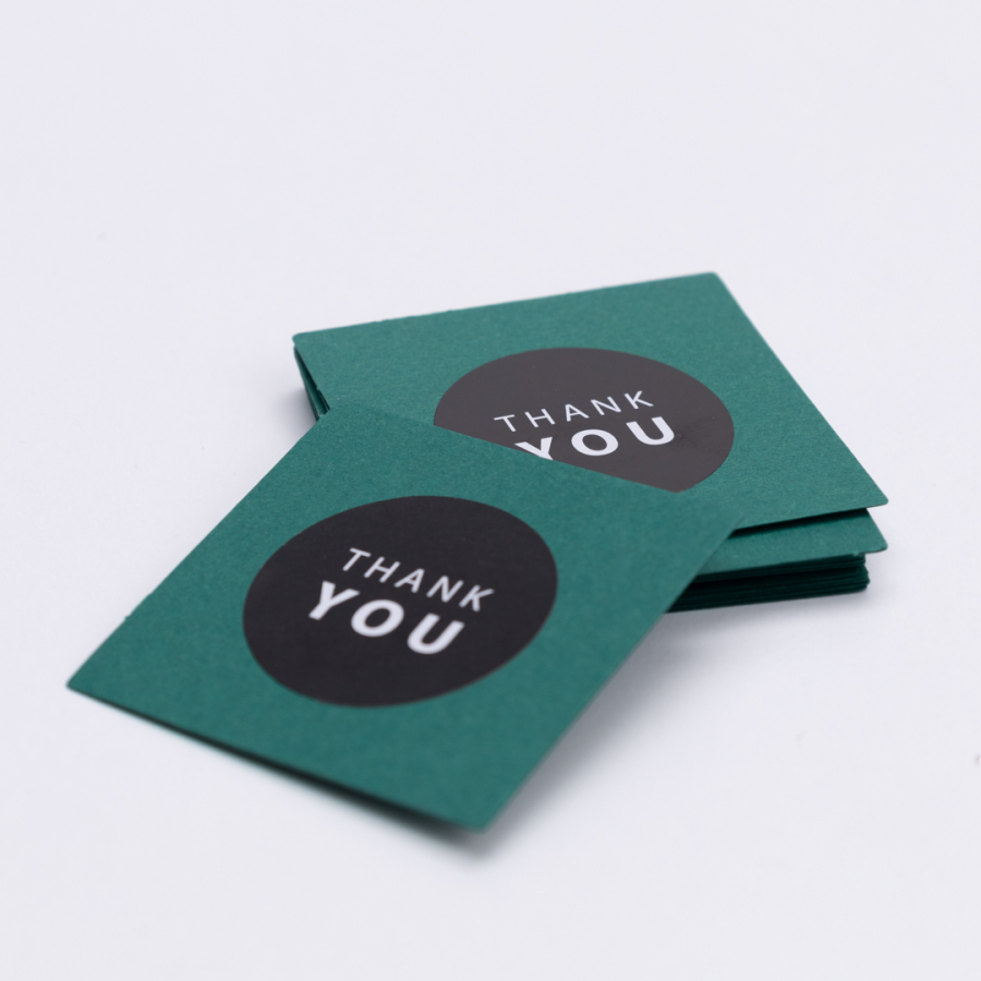 Thank You sticker and 20-label set, 5x5 cm / Dark Green - 1