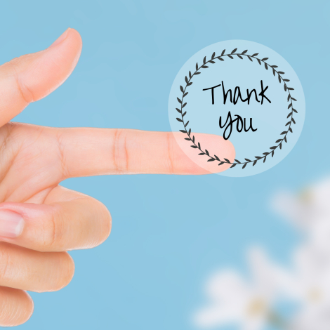 Thank You transparent sticker and label set of 20, 5x5 cm / Black - 2