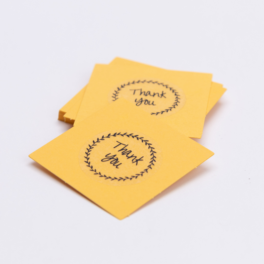 Thank You transparent sticker and label set of 20, 5x5 cm / Mustard - 1