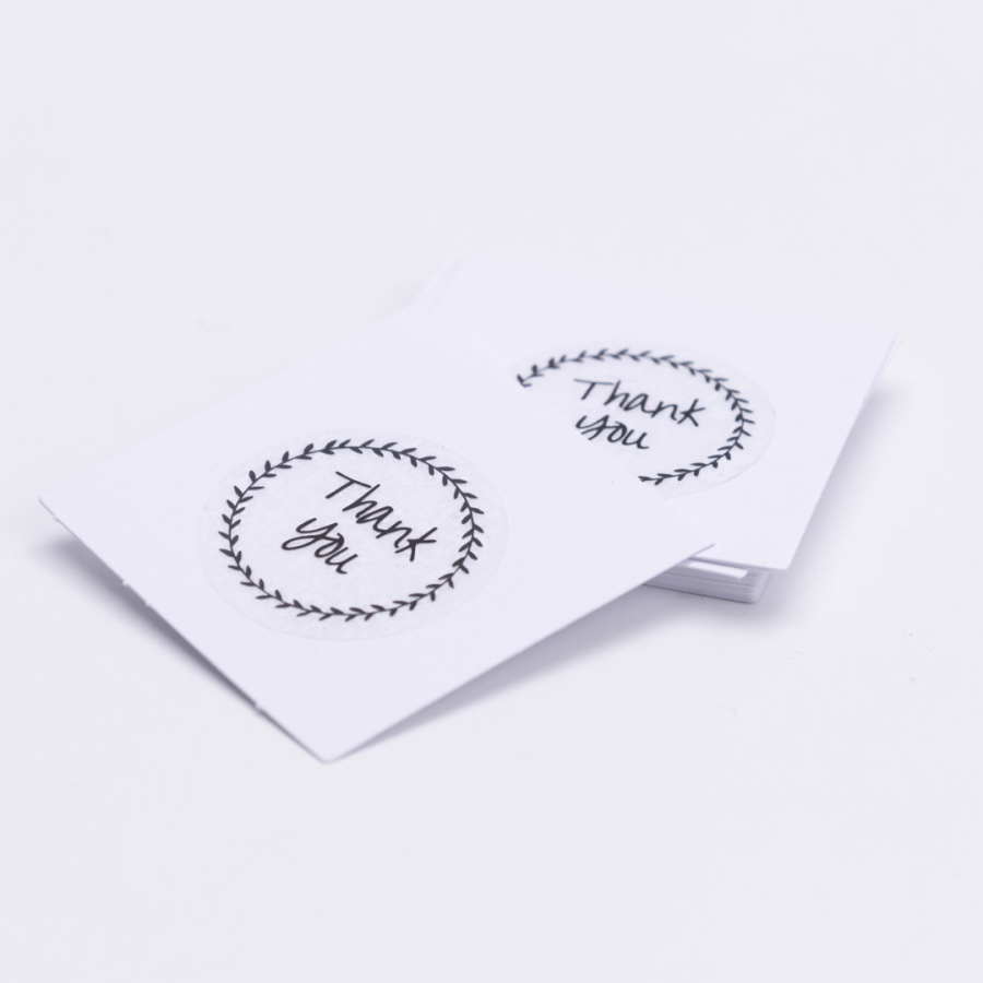 Thank You transparent sticker and label set of 20, 5x5 cm / White - 1