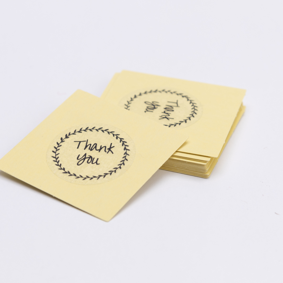 Thank You transparent sticker and label set of 20, 5x5 cm / Yellow - 1