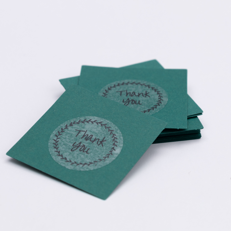 Thank You transparent sticker and label set of 20, 5x5 cm / Dark Green - 1