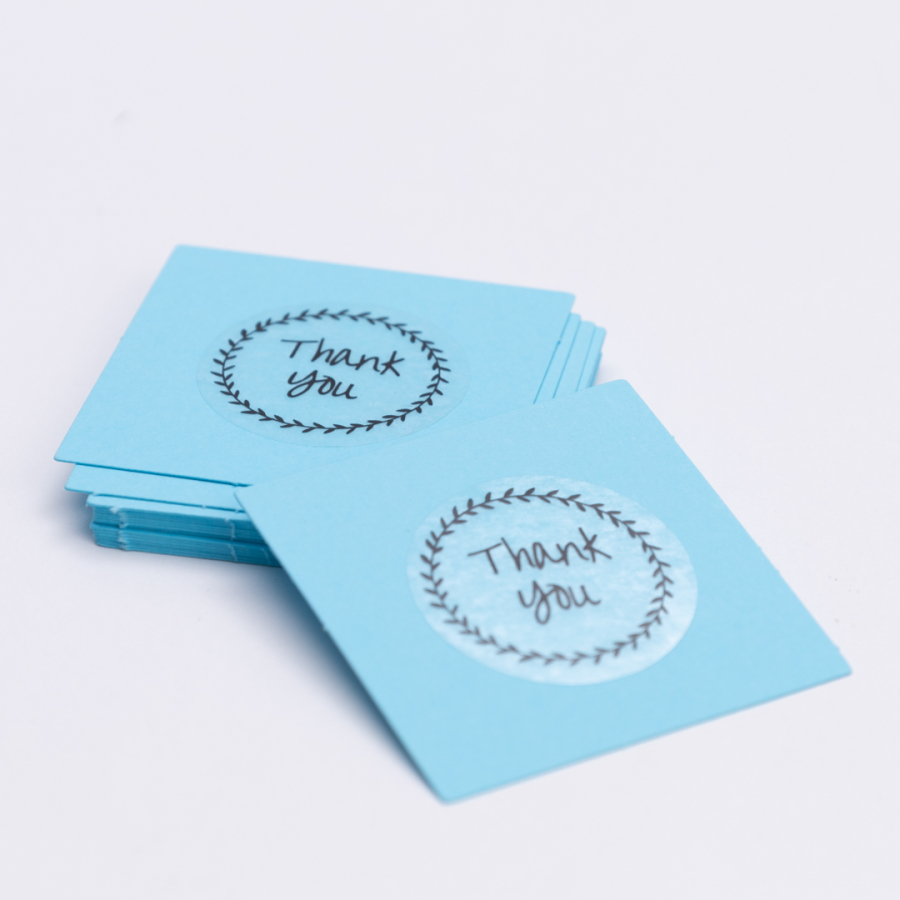 Thank You transparent sticker and label set of 20, 5x5 cm / Light Blue - 1