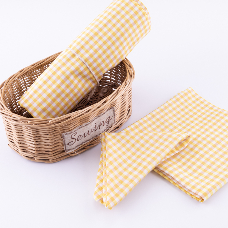 Gingham tablecloth, napkin picnic set 5 pieces, yellow - 1