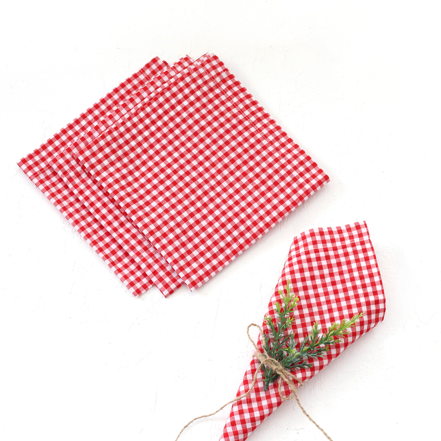 Red gingham napkin, 40x40 cm / 12 pieces - 1