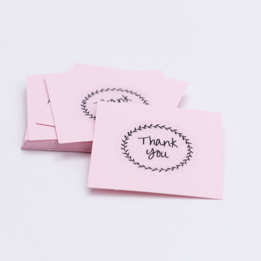 Thank You transparent sticker and 100 sticker set, 5x5 cm, Pink - 1