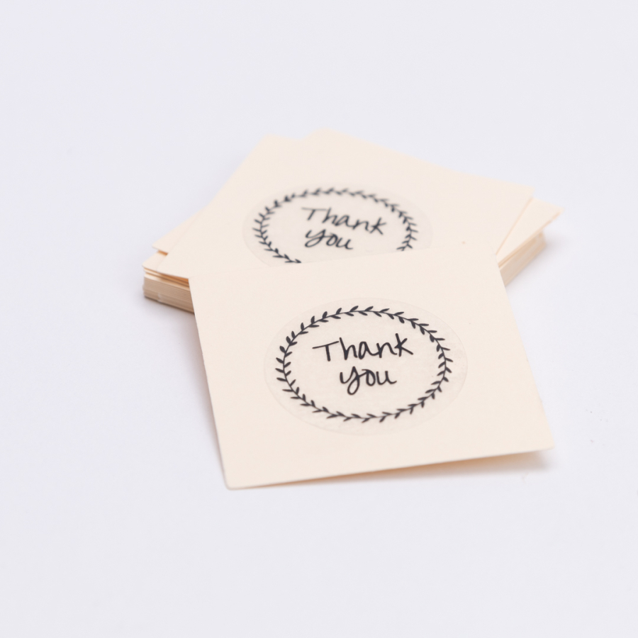 Thank You transparent sticker and label set of 100, 5x5 cm, Light Yellow - 1