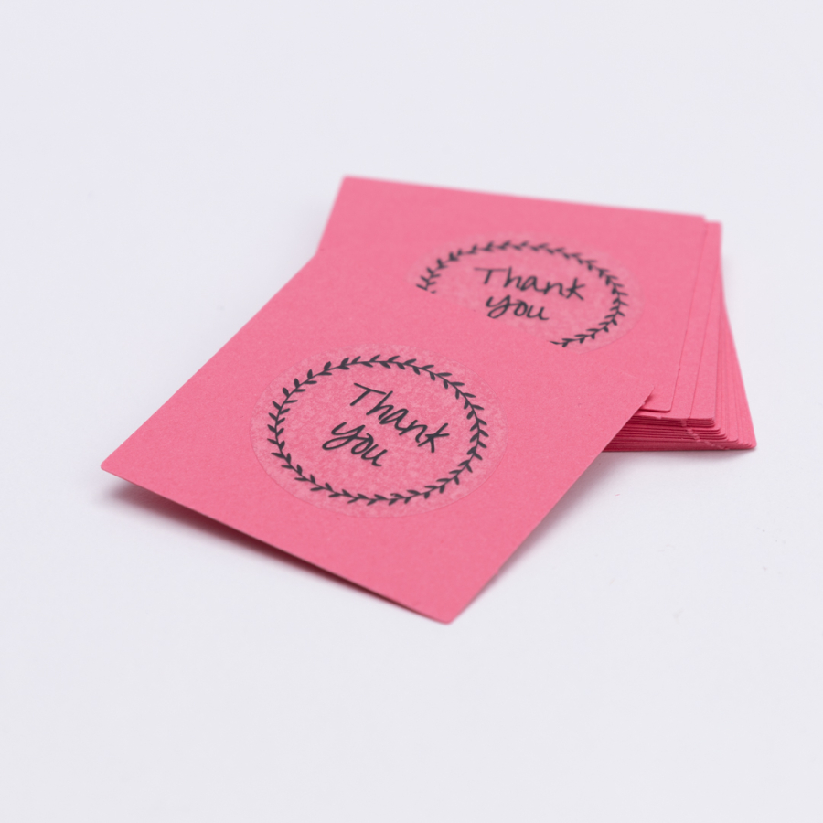 Thank You transparent sticker and 100 sticker set, 5x5 cm, Fuchsia - 1