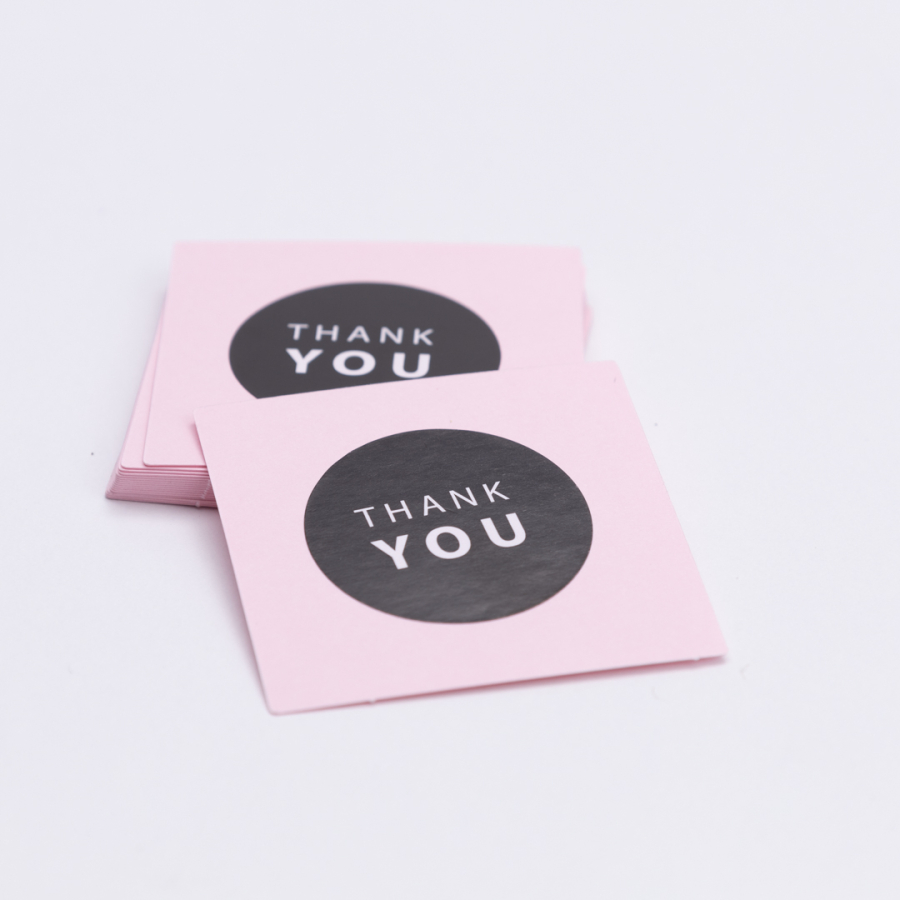 Thank You sticker and 100 label set, 5x5 cm, Pink - 1