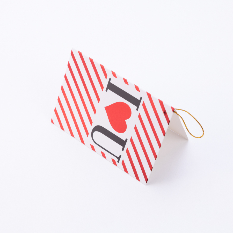 Valentine's Day themed greeting card, 10x7 cm, Striped I Love You - 1