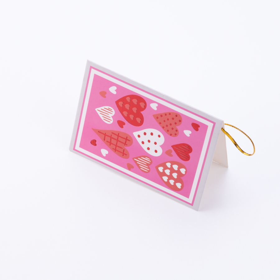 Valentine's Day themed greeting card, 10x7 cm, Patterned Hearts - 1