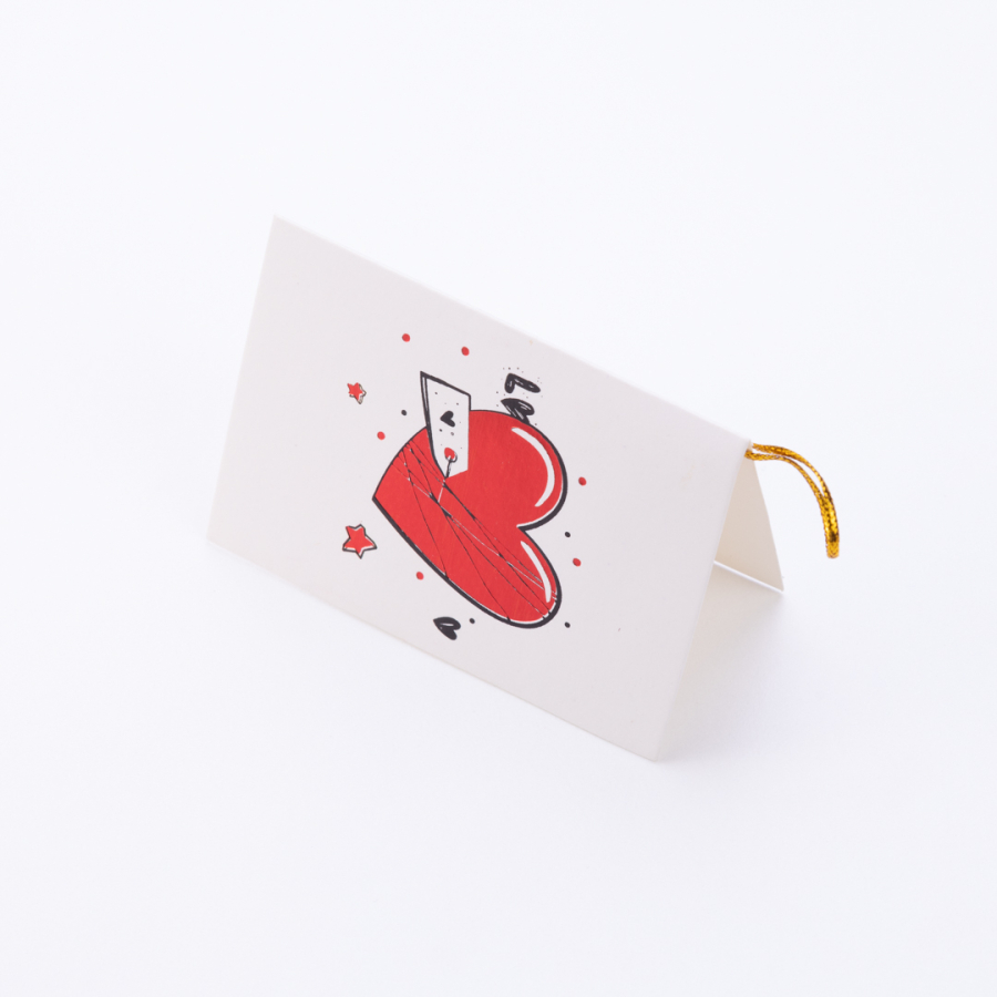 Valentine's Day themed greeting card, 10x7 cm, Heart Label - 1