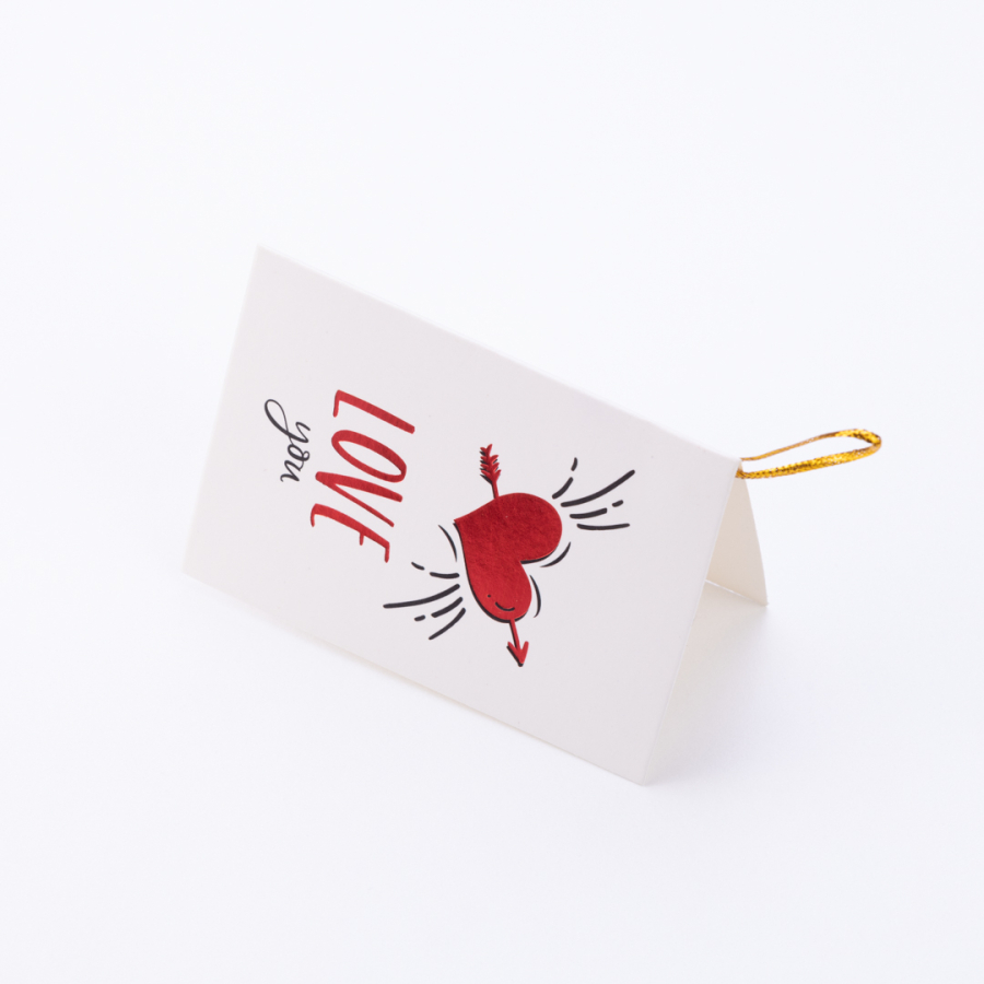 Valentine's Day themed greeting card, 10x7 cm, Red Heart and Arrow - 1