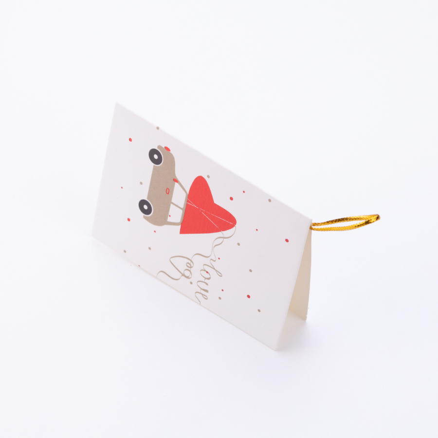 Valentine's Day themed greeting card, 10x7 cm, Car and Heart - 1