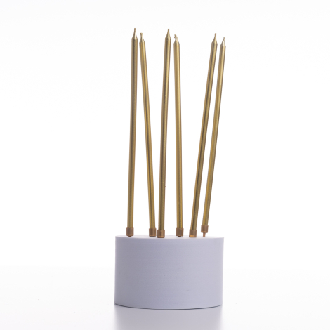 Metallic gold birthday set of 6 candles, 18cm - Bimotif