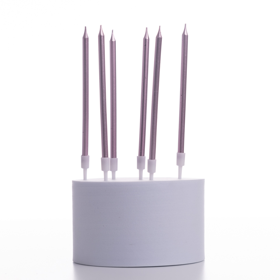 Metallic bronze birthday set of 6 candles, 10cm - 1