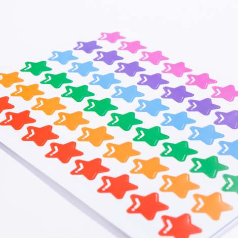 Mixed-color round-cornered star sticker set, 48 pieces - Bimotif