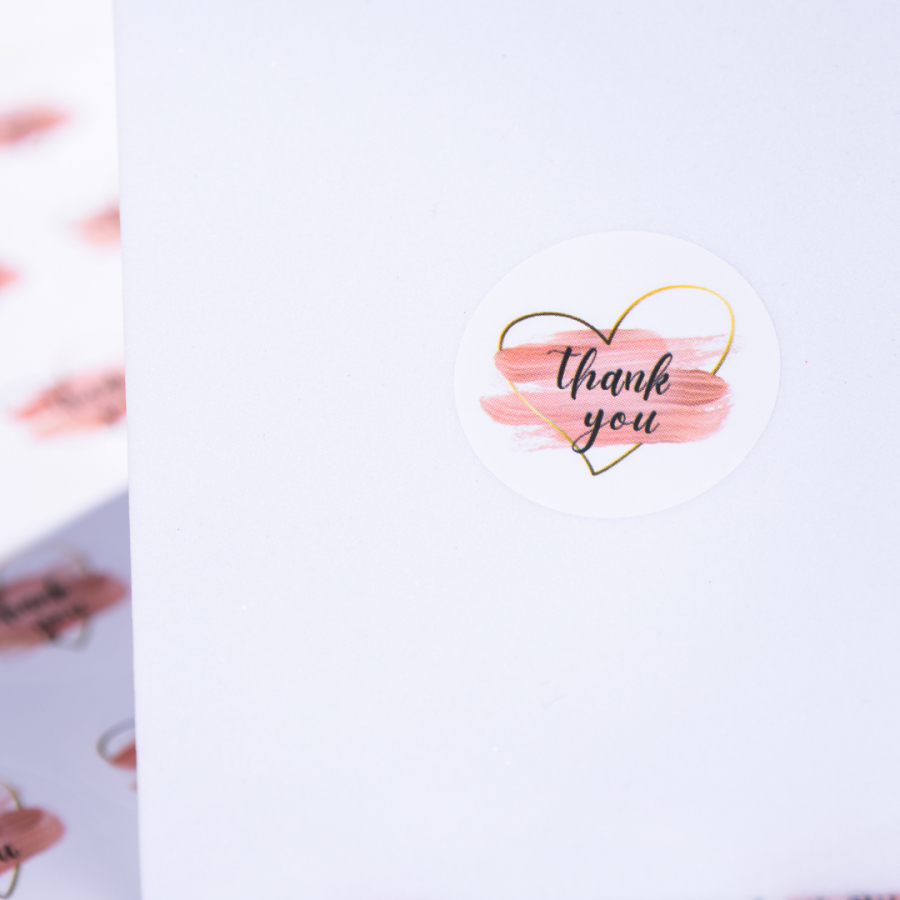 Thank you written sticker set with heart, 35 pieces - 1