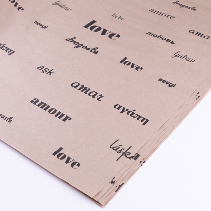 Wrapping paper, love themed print, 70x100 cm / 5 pieces - 2