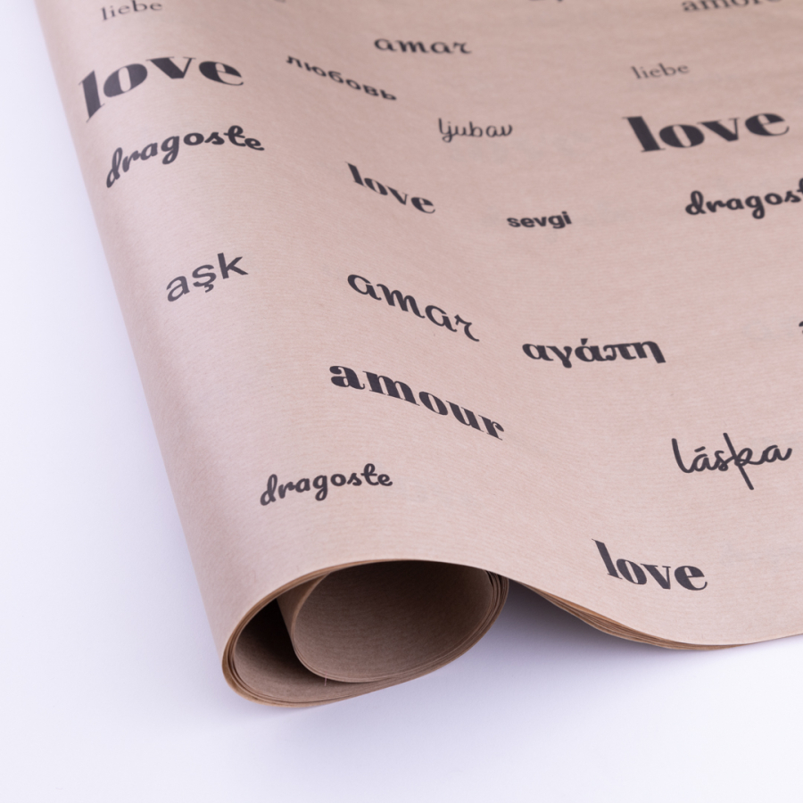 Wrapping paper, love themed print, 70x100 cm / 5 pieces - 1