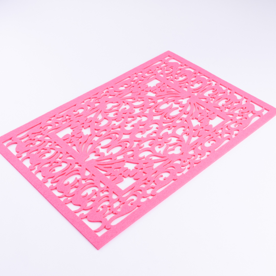 2-piece patterned felt placemat, 29x43 cm, Pink - 1