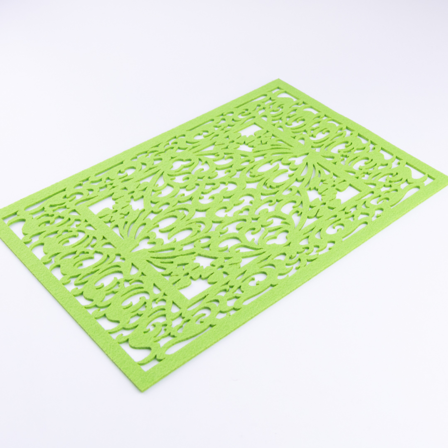 2-piece patterned felt placemat, 29x43 cm, Light Green - 1