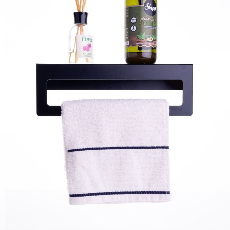 Modern design metal bathroom towel rack with shelf - 1