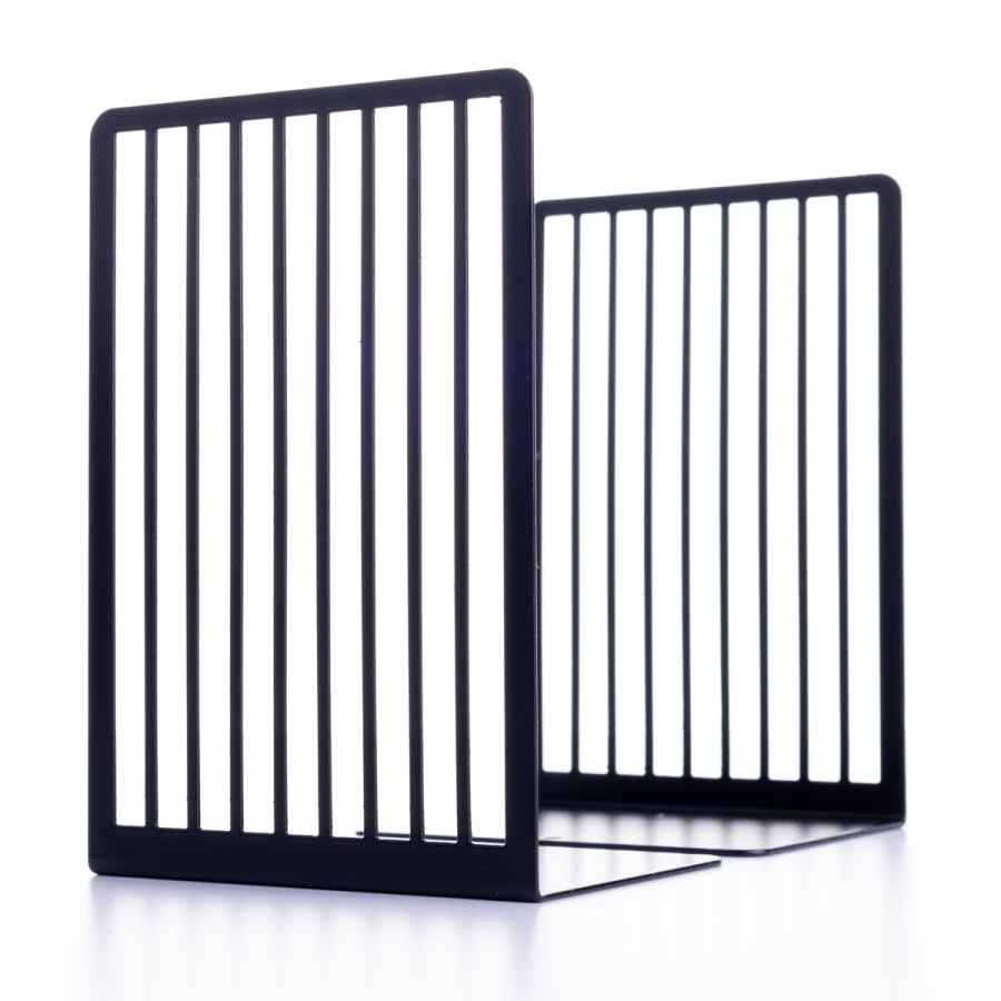 Black metal 2-book holder, shelf organizer - 2