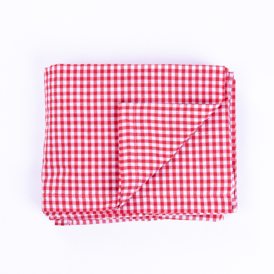 Gingham red tablecloth, table cloth, picnic cloth, 75x75 cm - 1