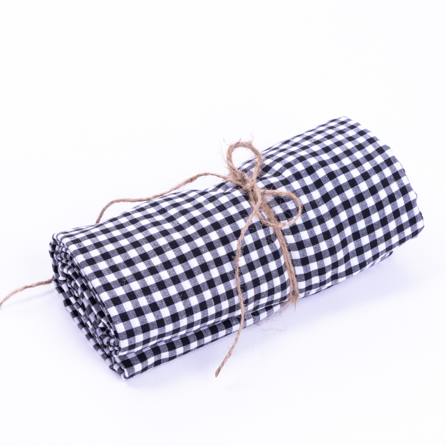 Gingham black tablecloth, table cloth, picnic cloth, 75x75 cm - 2