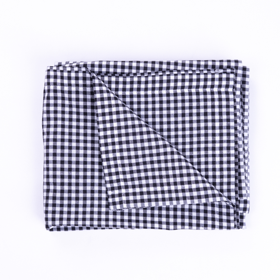 Gingham black tablecloth, table cloth, picnic cloth, 75x75 cm - 1