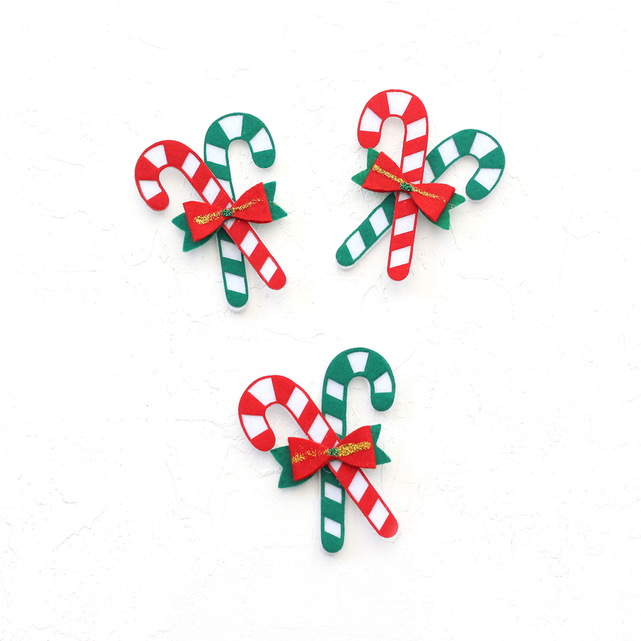 Felt ornament, candy cane / 3 pcs - 1