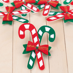 Felt ornament, candy cane / 10 pcs - 2