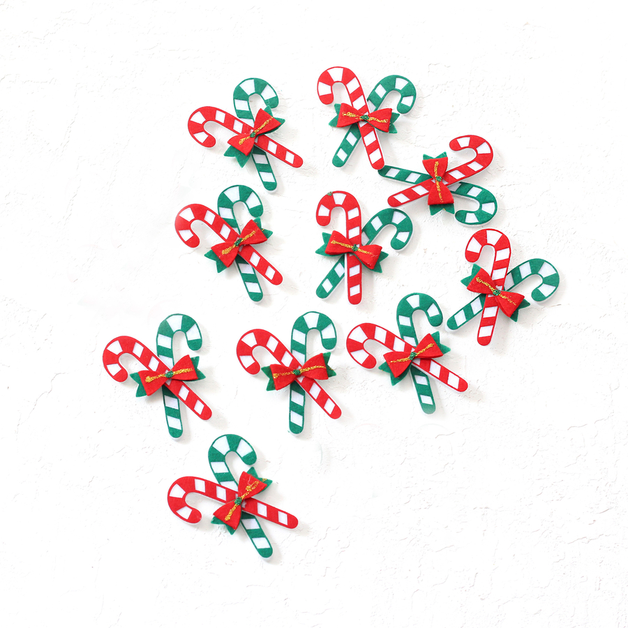 Felt ornament, candy cane / 10 pcs - 1