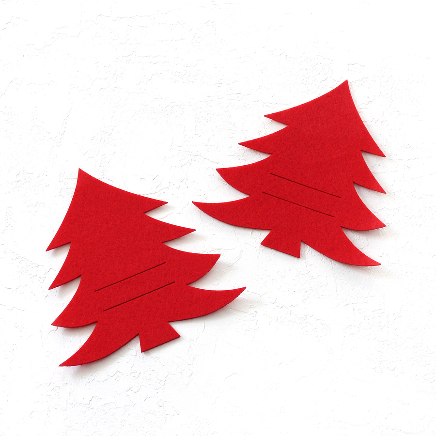 Christmas felt placemat, red pine / 2 pcs - 2